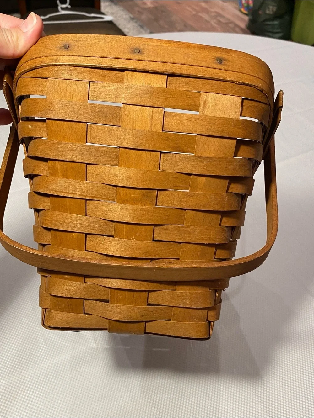 Longaberger Brown Woven Basket Tote with Top Handle
